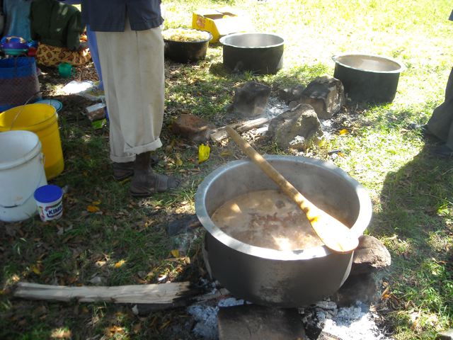 Cooking in progress, Kasongo Needy Child Program Christmas dinner. 