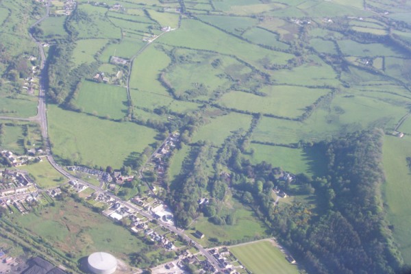 Aerial view, notice hedges